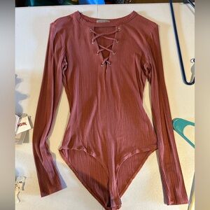 Charlotte Russe Rust Lace-Up Top